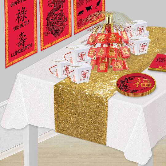 Beistle 11.25" x 6.25ft. Gold Sequined Table Runner